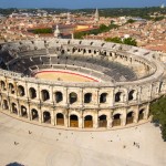 arènes de Nîmes vues du ciel